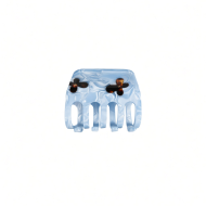 Fermaglio a pinza floreale effetto marmo azzurro cielo