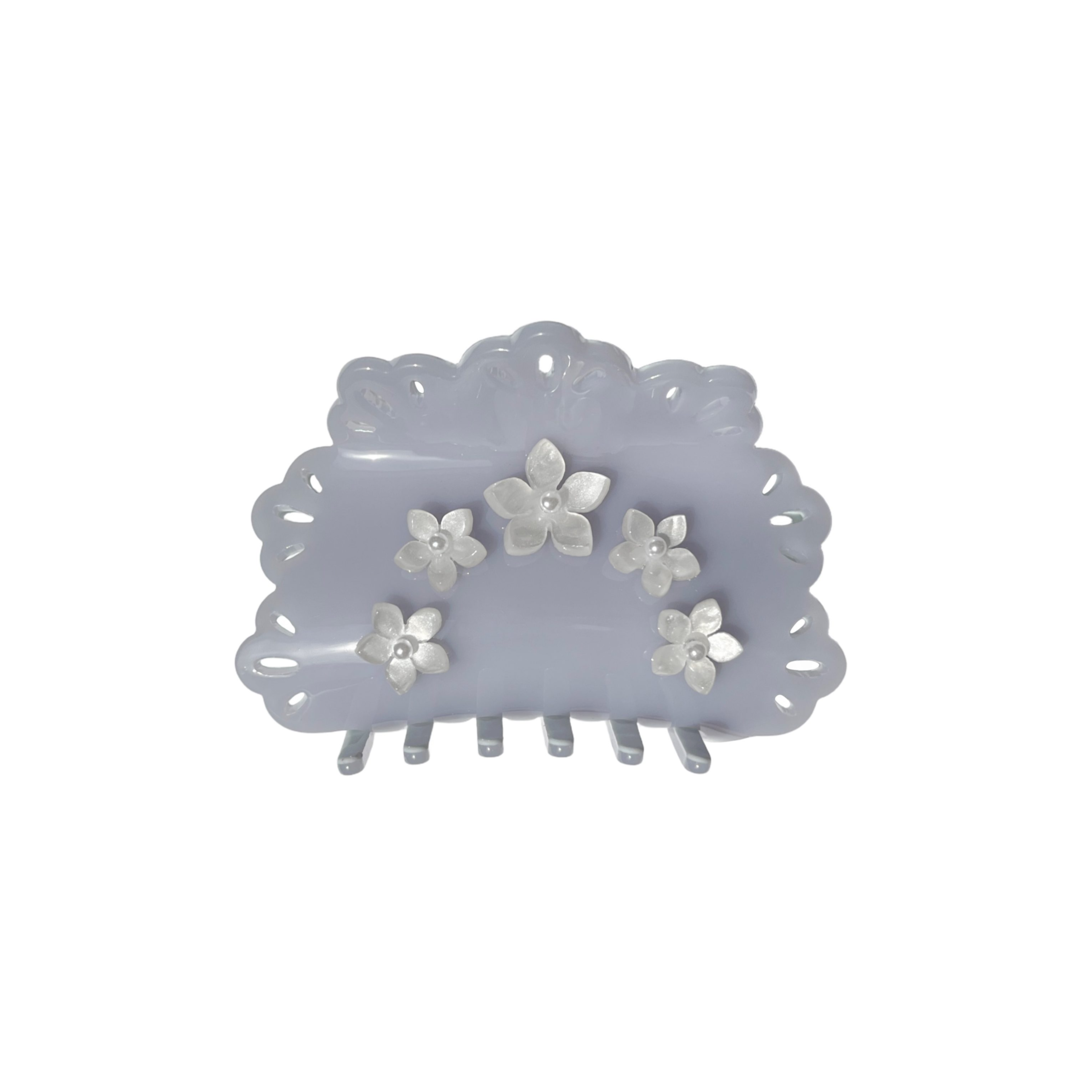 Fermaglio con inserti in pizzo color grigio lavanda